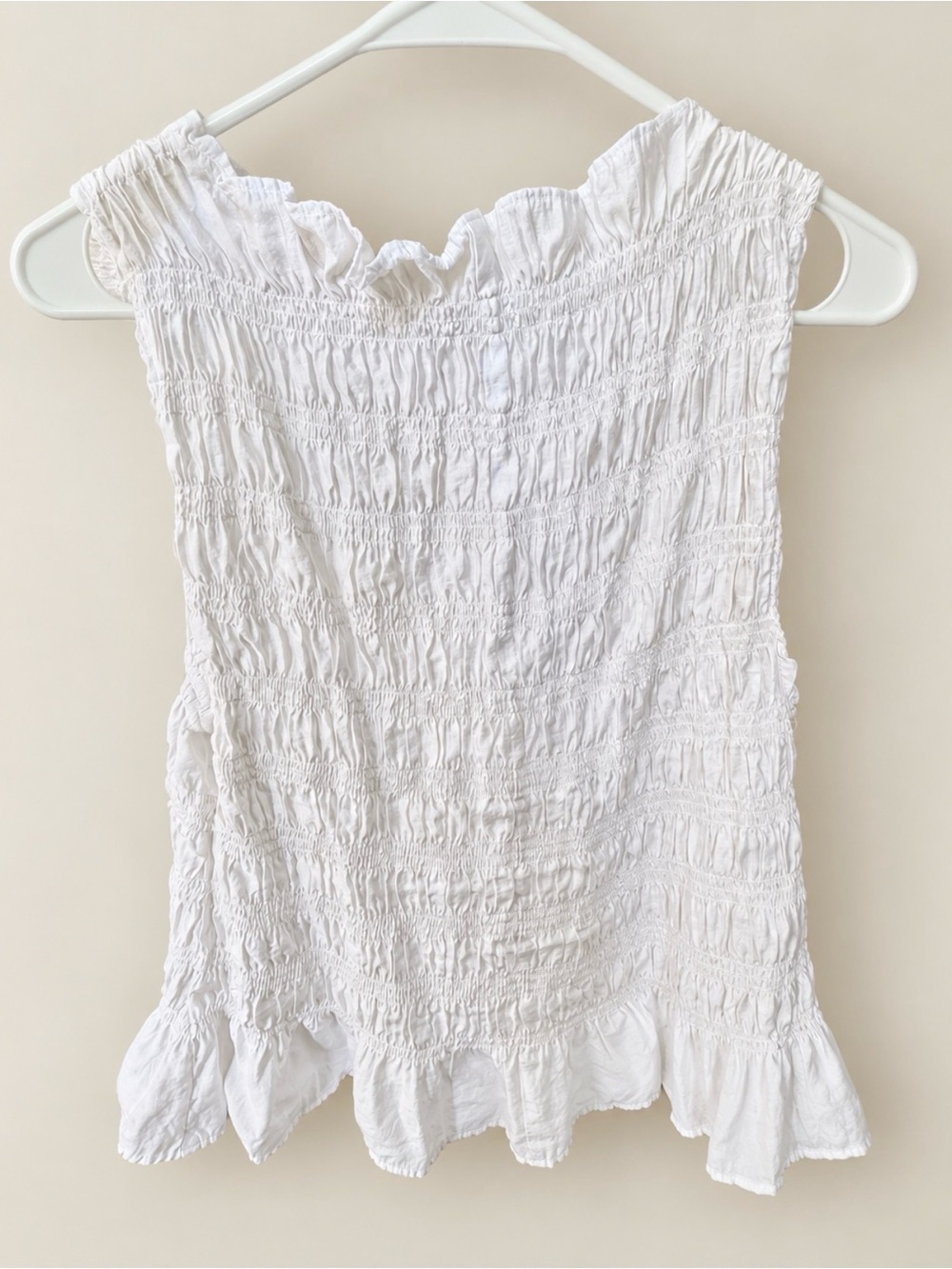 H&M White Shirred Ruffle Hem Camisole Sz L - NWOT
